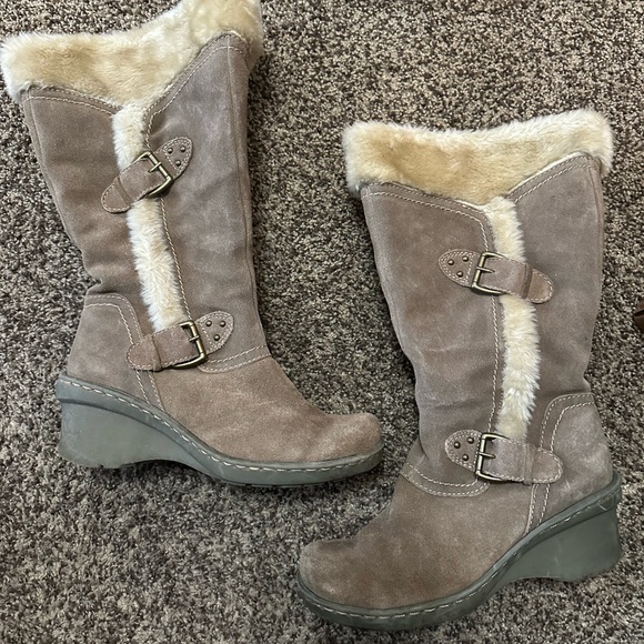 Baretraps Leather Suede Boot Faux Fur Lined Cathy Size 7.5 - Picture 2 of 9